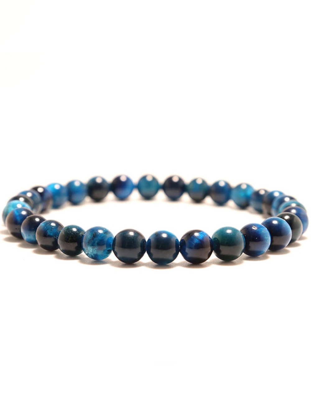 Blue Tiger Eye Beaded Stretch Bracelet - Brand